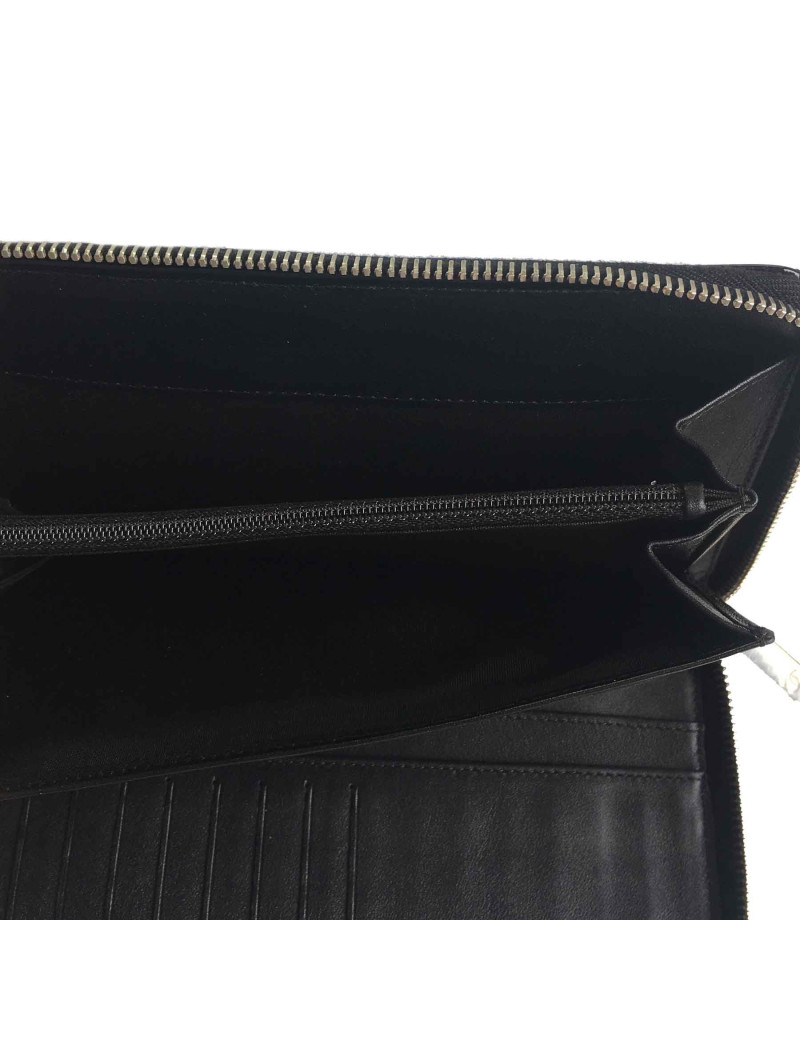 Portefeuille pochette CHANEL zippée vernie noire