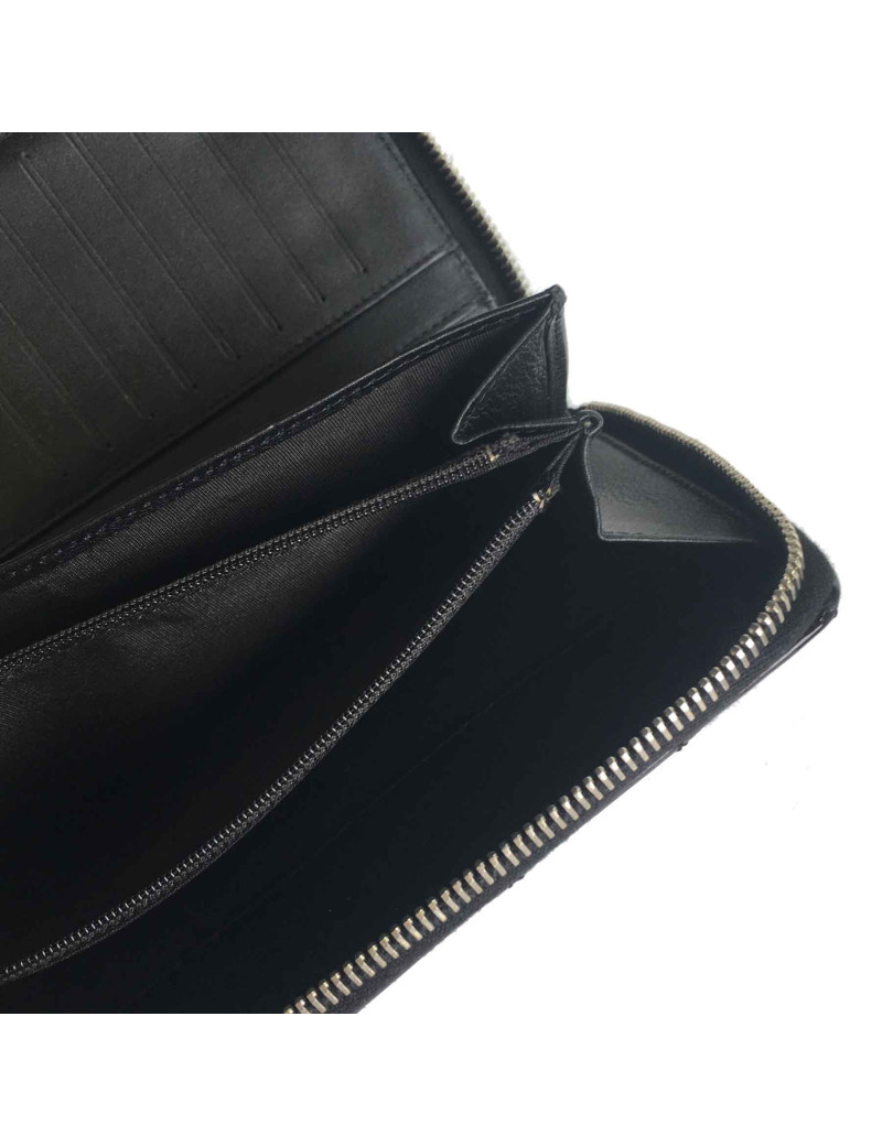 Portefeuille pochette CHANEL zippée vernie noire