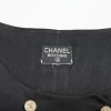 CHANEL sleeveless blouse Size 36FR in black silk and golden button 