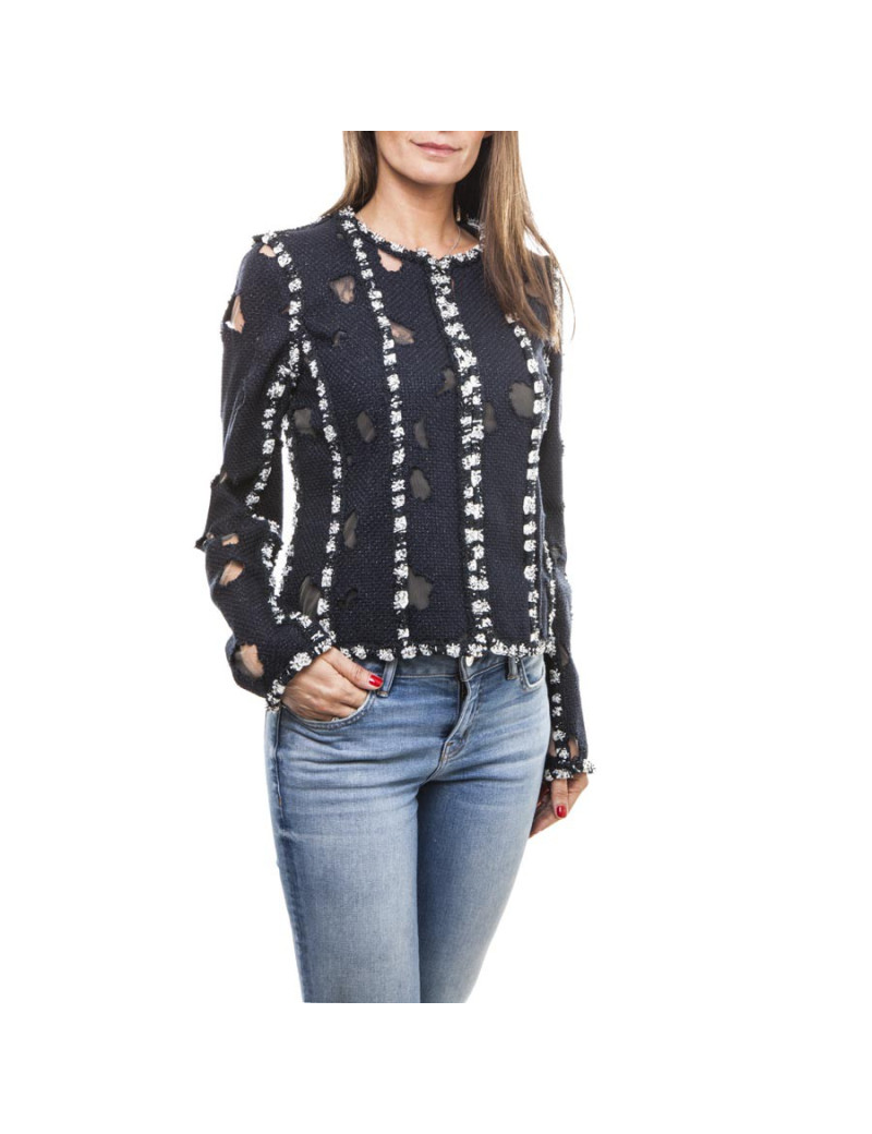 Veste CHANEL T 38 bleu et blanc