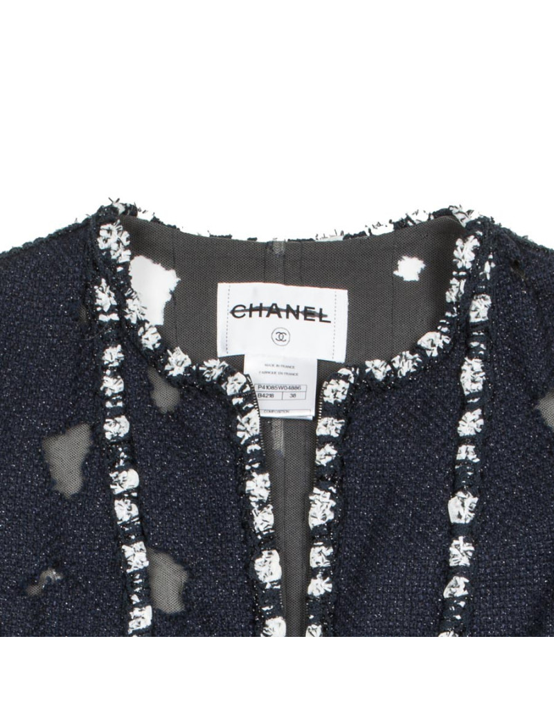 Veste CHANEL T 38 bleu et blanc