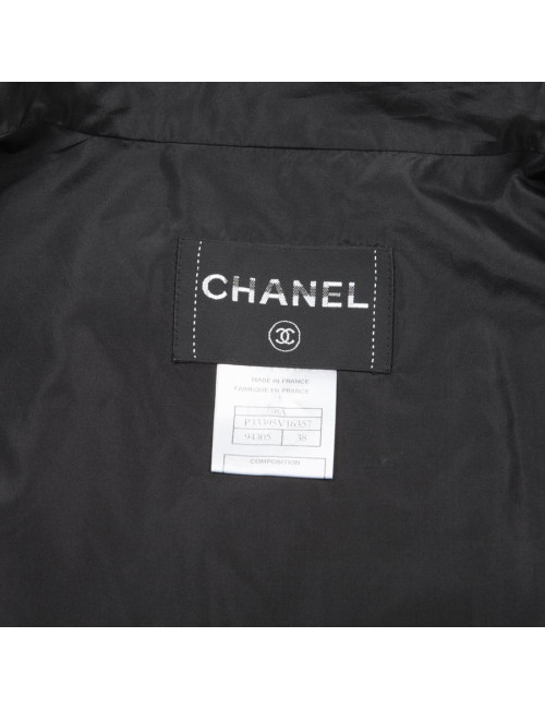 Veste longue T 38 CHANEL en soie noire