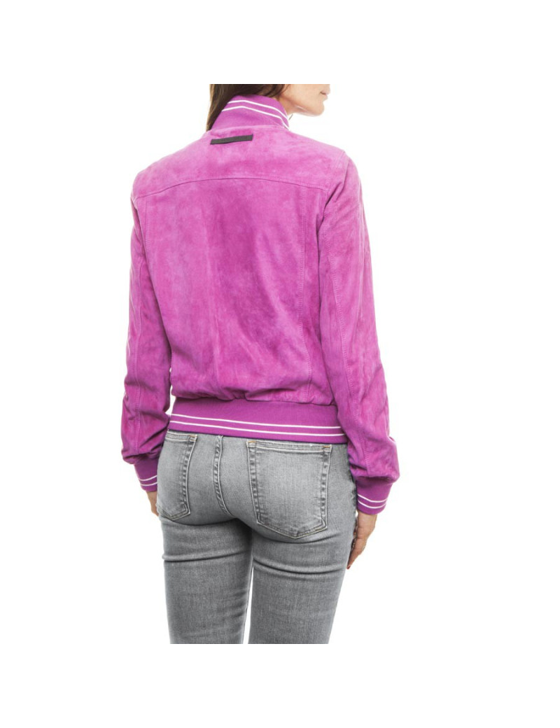 JEAN PAUL GAULTIER jacket in fuchsia velvet calfskin size 38FR