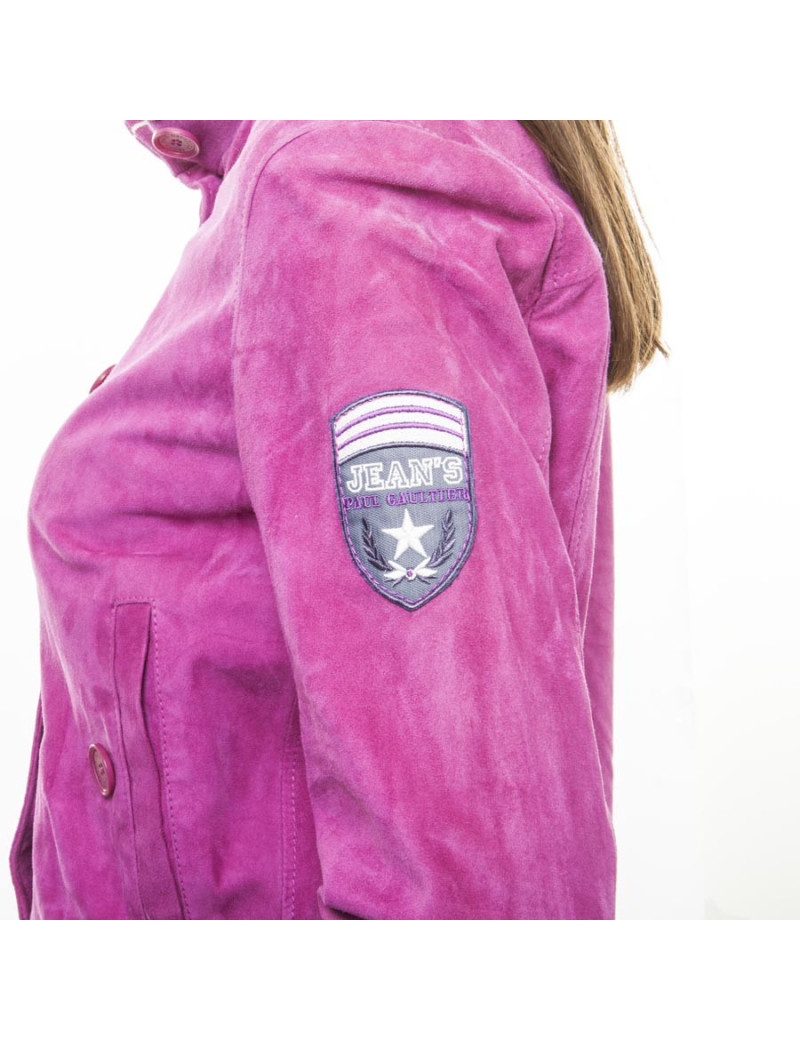 JEAN PAUL GAULTIER jacket in fuchsia velvet calfskin size 38FR