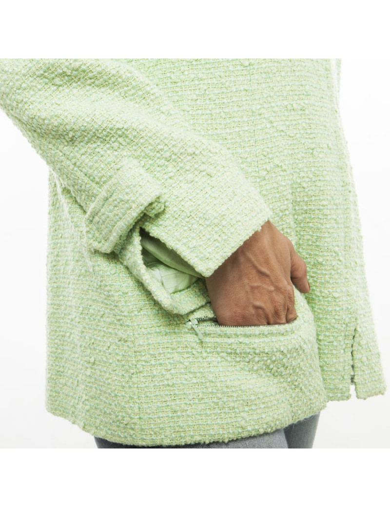 CHANEL  tweed jacket in anise green and light green Size 44FR