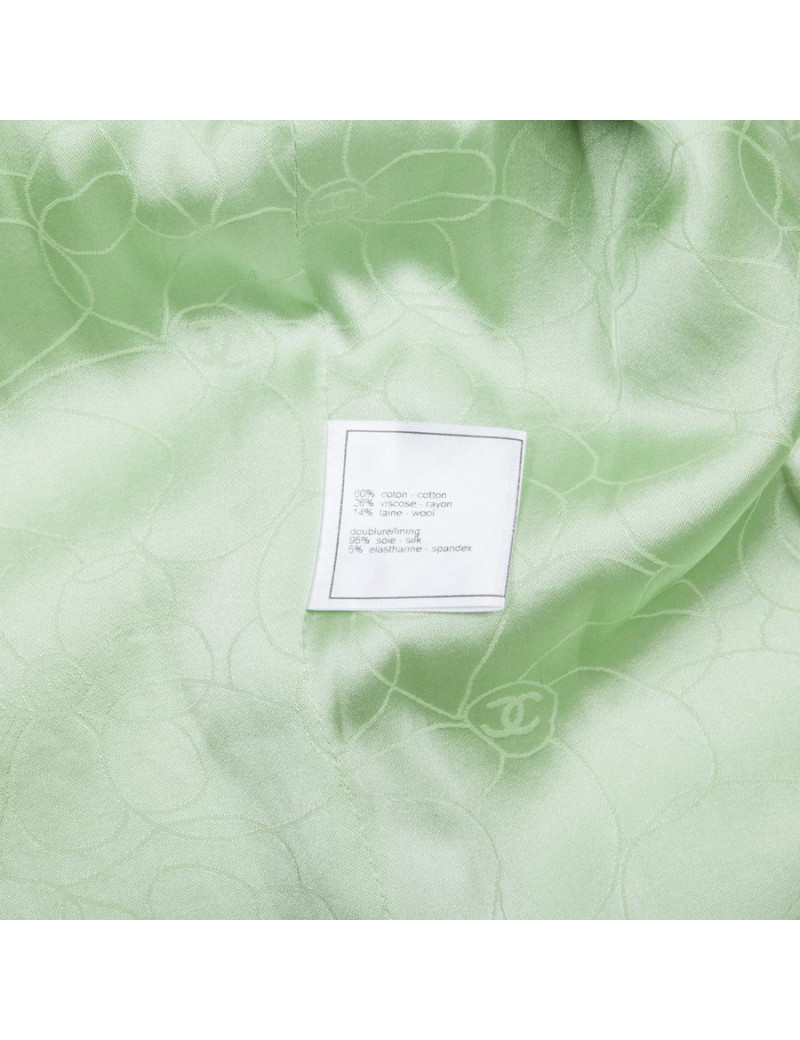 Veste CHANEL T 44 tweed vert d'eau 