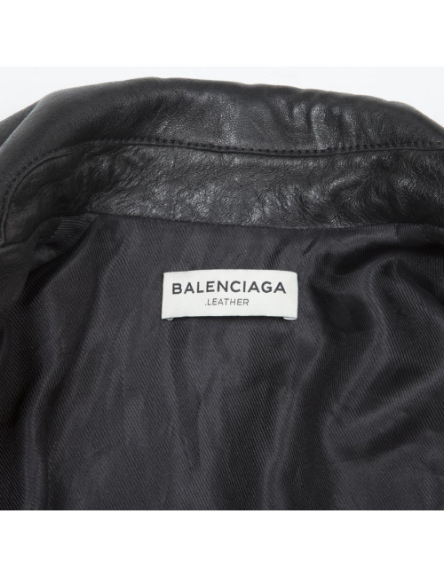 Perfecto BALENCIAGA T40 cuir vieilli noir