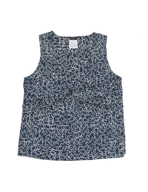 CHANEL T 40 sleeveless blouse in navy and white monogram cotton