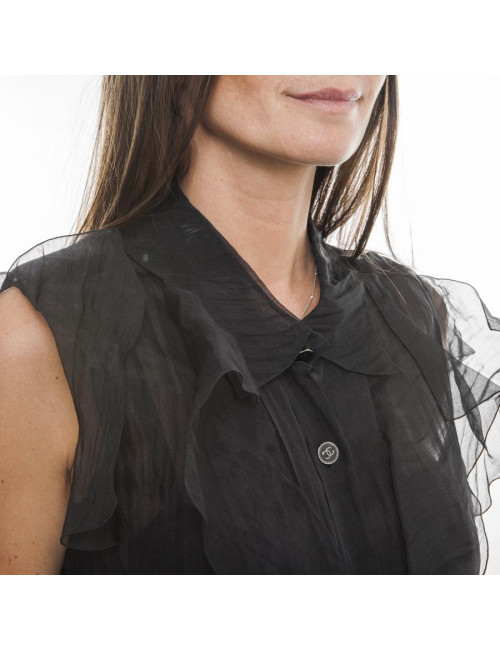 Blouse CHANEL T40 en soie noire