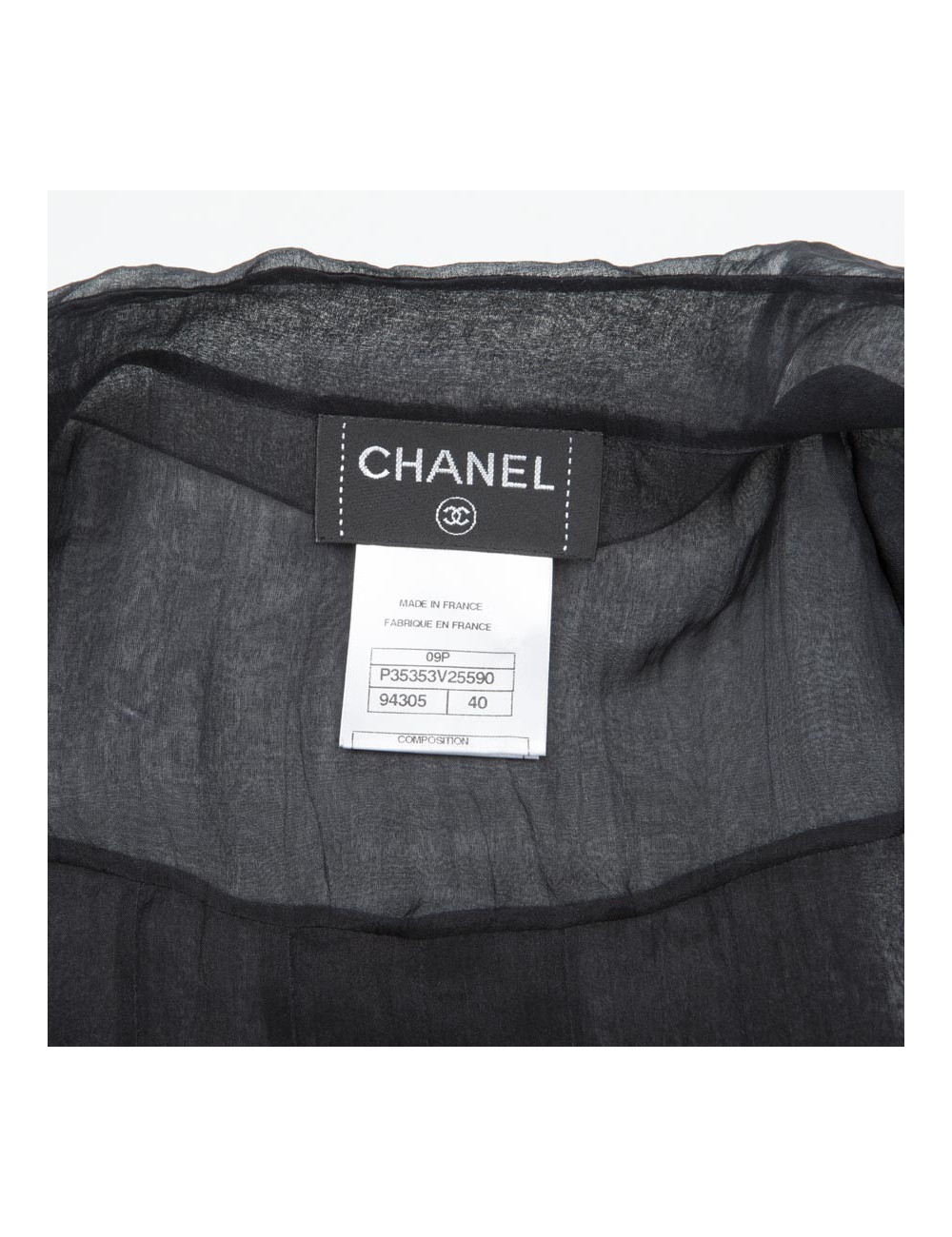 Blouse CHANEL T40 en soie noire