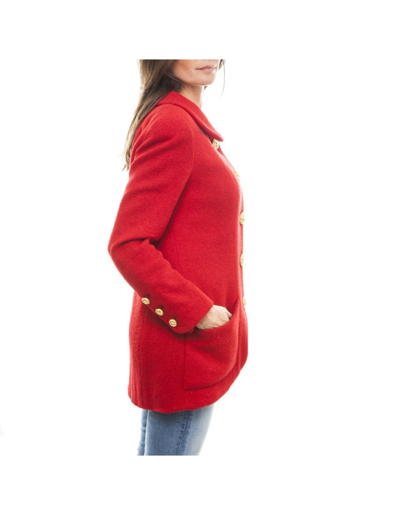 Veste CHANEL T 40 laine  rouge  Vintage