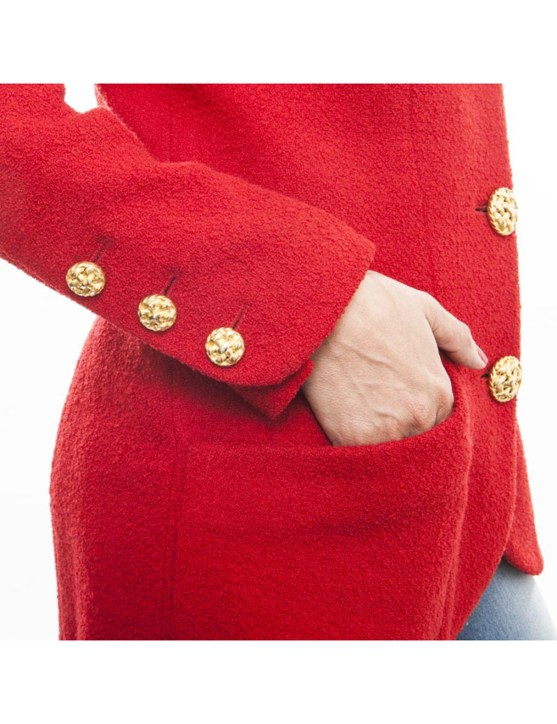 Veste CHANEL T 40 laine  rouge  Vintage