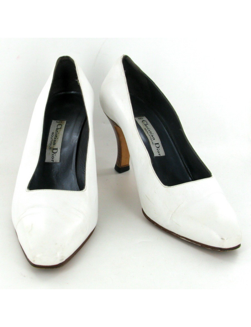 Escarpins CHRISTIAN DIOR T38 en cuir blanc vintage