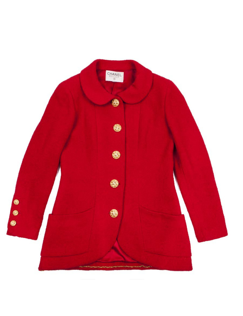 Veste CHANEL T 40 laine  rouge  Vintage
