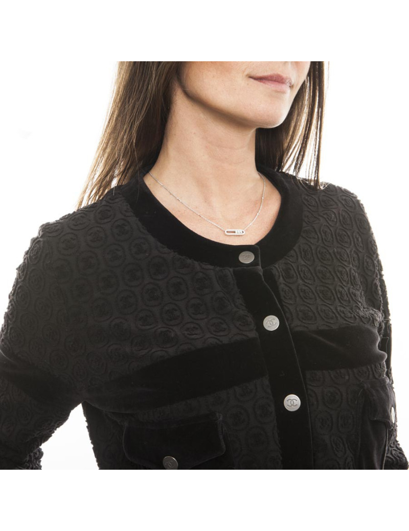 CHANEL jacket in black cotton fully signed CC size 42 EU