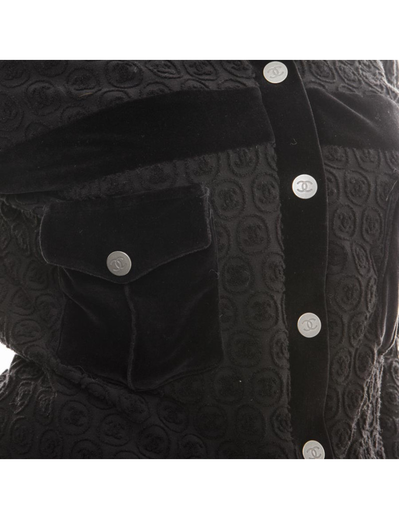 CHANEL jacket in black cotton fully signed CC size 42 EU