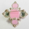 CHANEL cross brooch in gilded metal, molten glass, shell and freshwater pearls