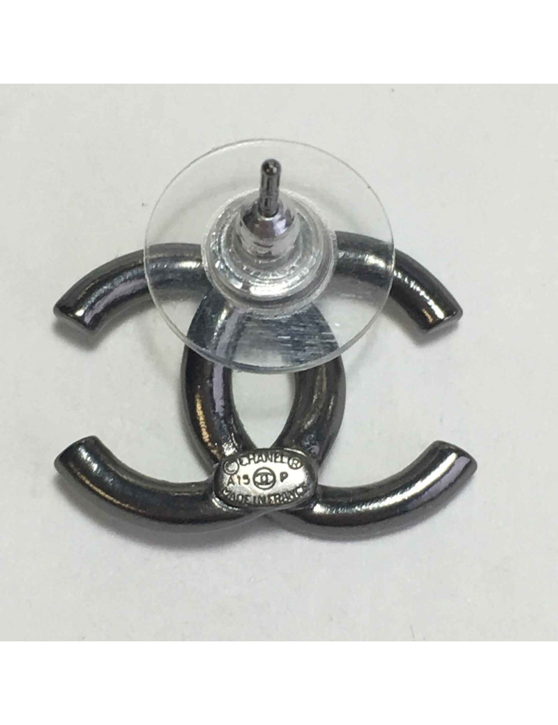 Boucles d'oreilles clous CHANEL strass carrés