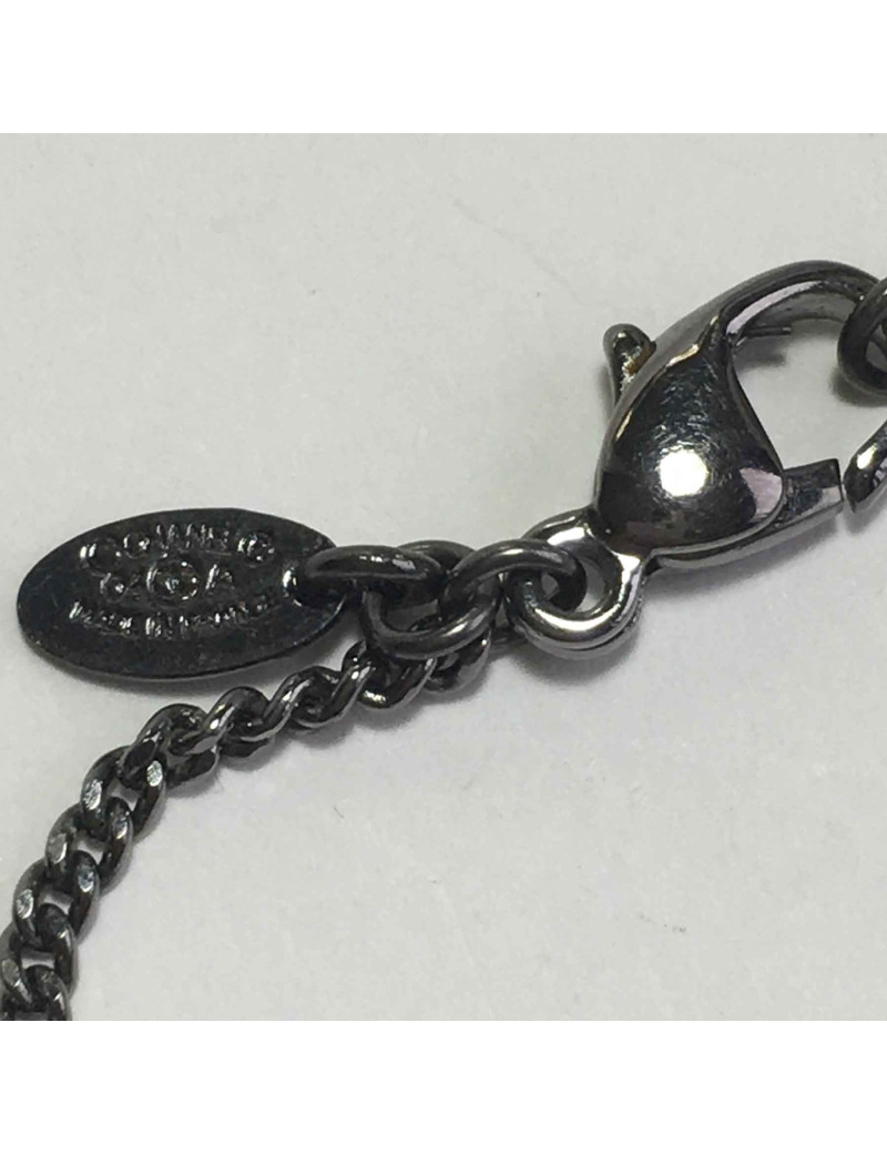 Collier CHANEL ruthénium et boule Chanel nacrée