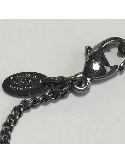 Collier CHANEL ruthénium et boule Chanel nacrée