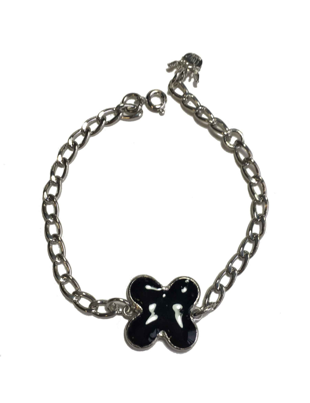 Bracelet MARGUERITE DE VALOIS Trèfle en pâte de verre noire