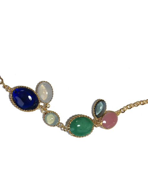 Sautoir MARGUERITE DE VALOIS "Waterfalls" en pâte de verre multicolore