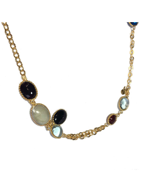 Sautoir MARGUERITE DE VALOIS "Waterfalls" en pâte de verre multicolore