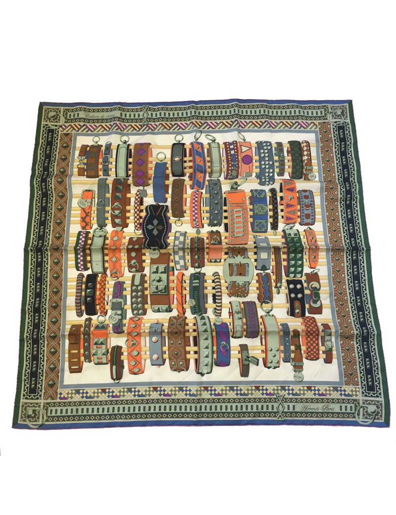 HERMES 'Collier de Chien' scarf in multicolored silk.