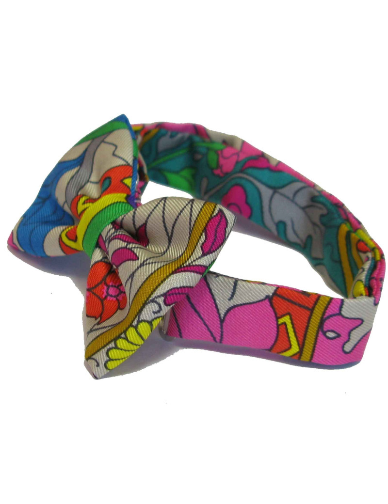 Noeud papillon HERMES en foulard de soie multicolore