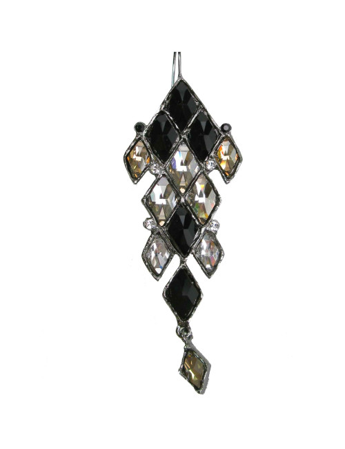 Boucles d'oreille clous YSL YVES SAINT LAURENT pendantes en strass et pierres facettées noires