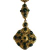 MARGUERITE de VALOIS long necklace in gilded metal and Emerald colored molten glass