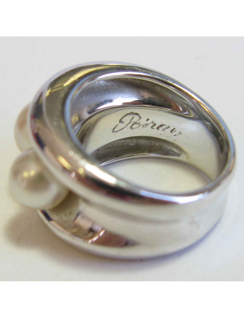 Bague "Fidji" POIRAY en or blanc et perles T53