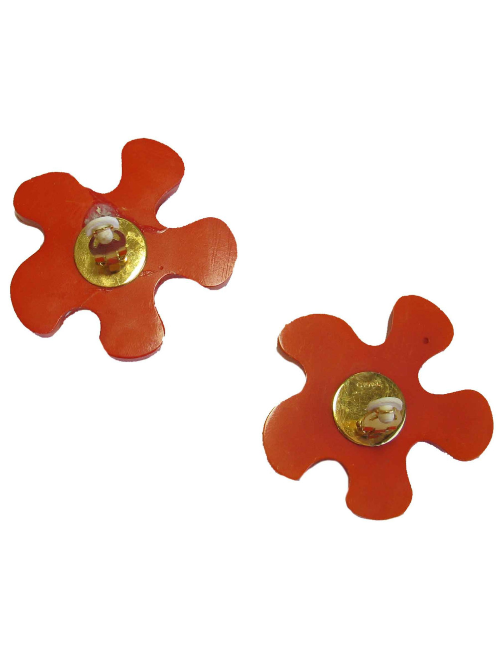 Boucles d'oreilles clip CHANEL 1990's  orange et nacrée
