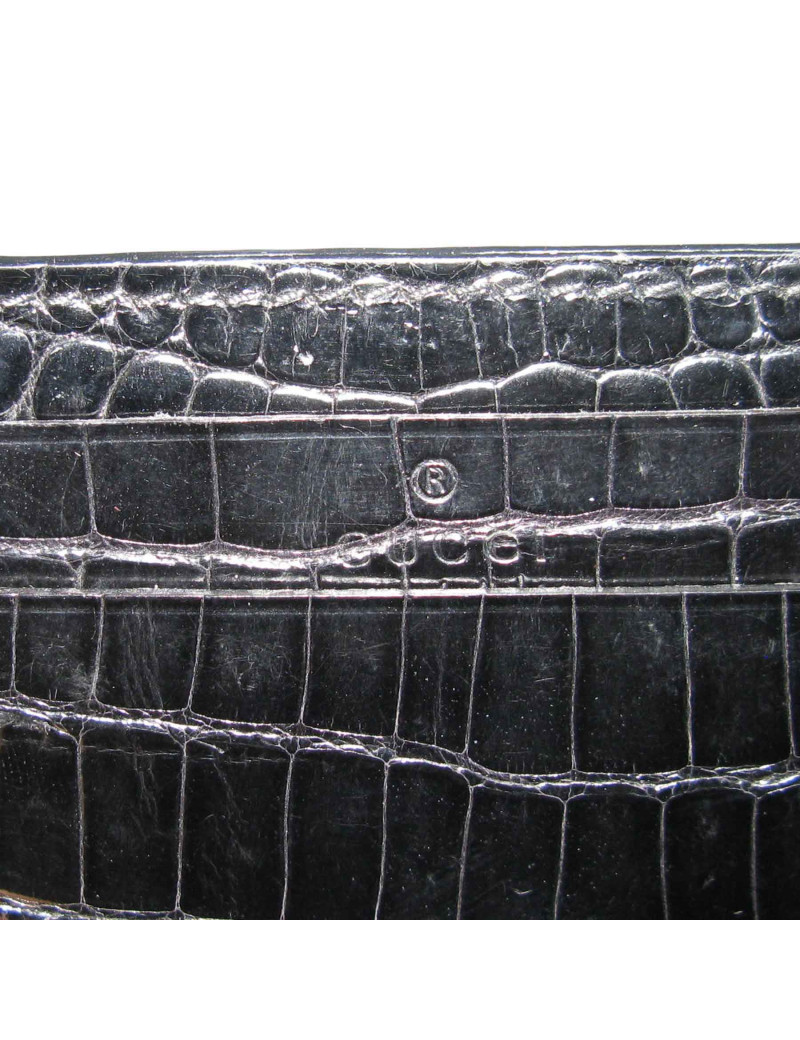 Porte-cartes GUCCI en crocodile noir