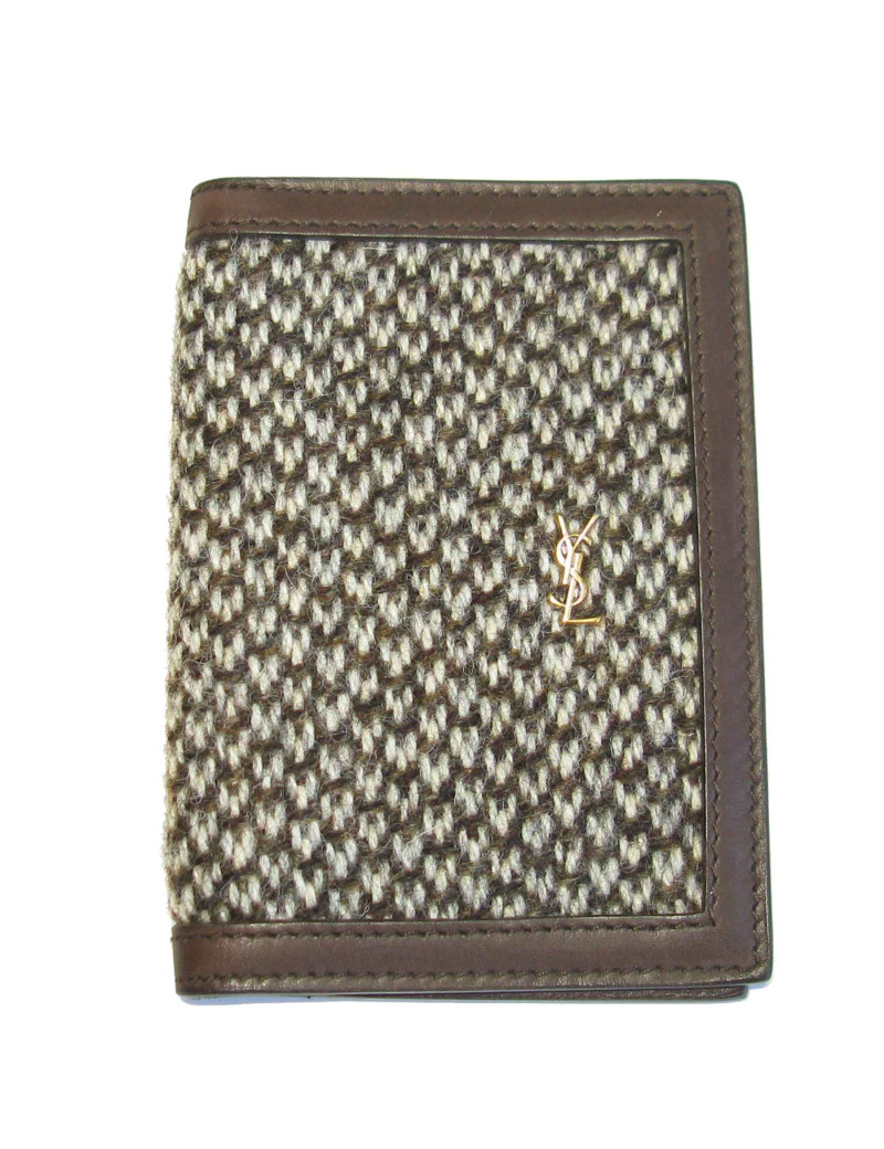 Porte-cartes YVL SAINT LAURENT cuir et tweed