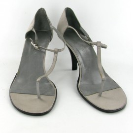 HERMES vintage T40 grey satin and rhinestone sandals