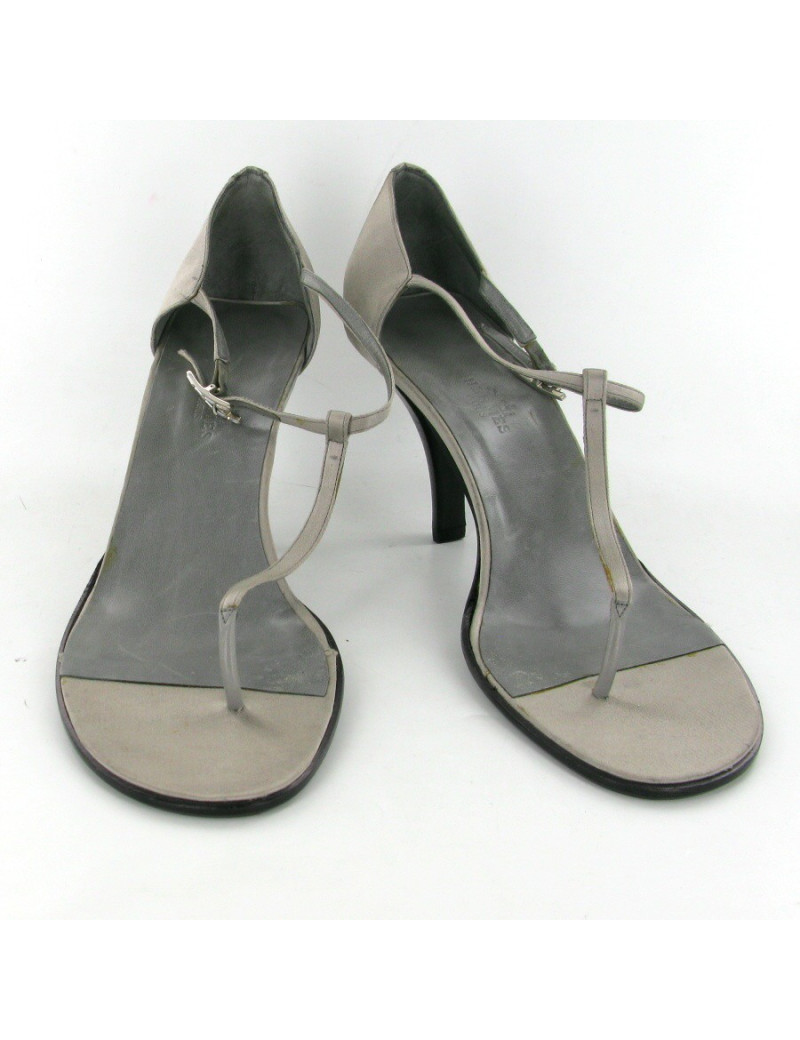 Sandales HERMES vintage T40 en satin gris
