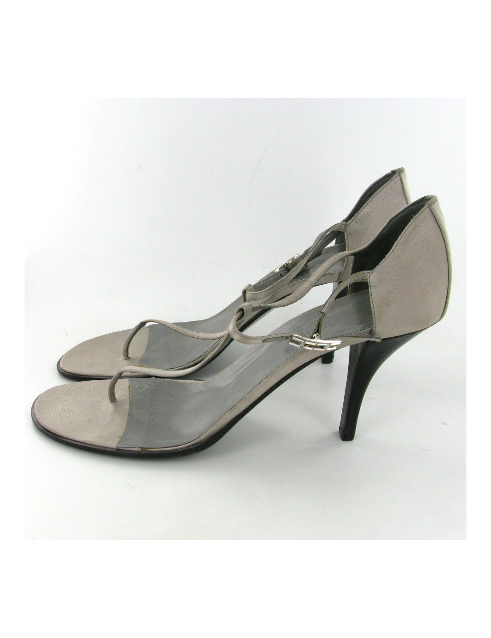 Sandales HERMES vintage T40 en satin gris