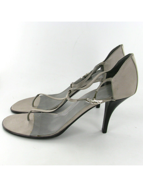 Sandales HERMES vintage T40 en satin gris