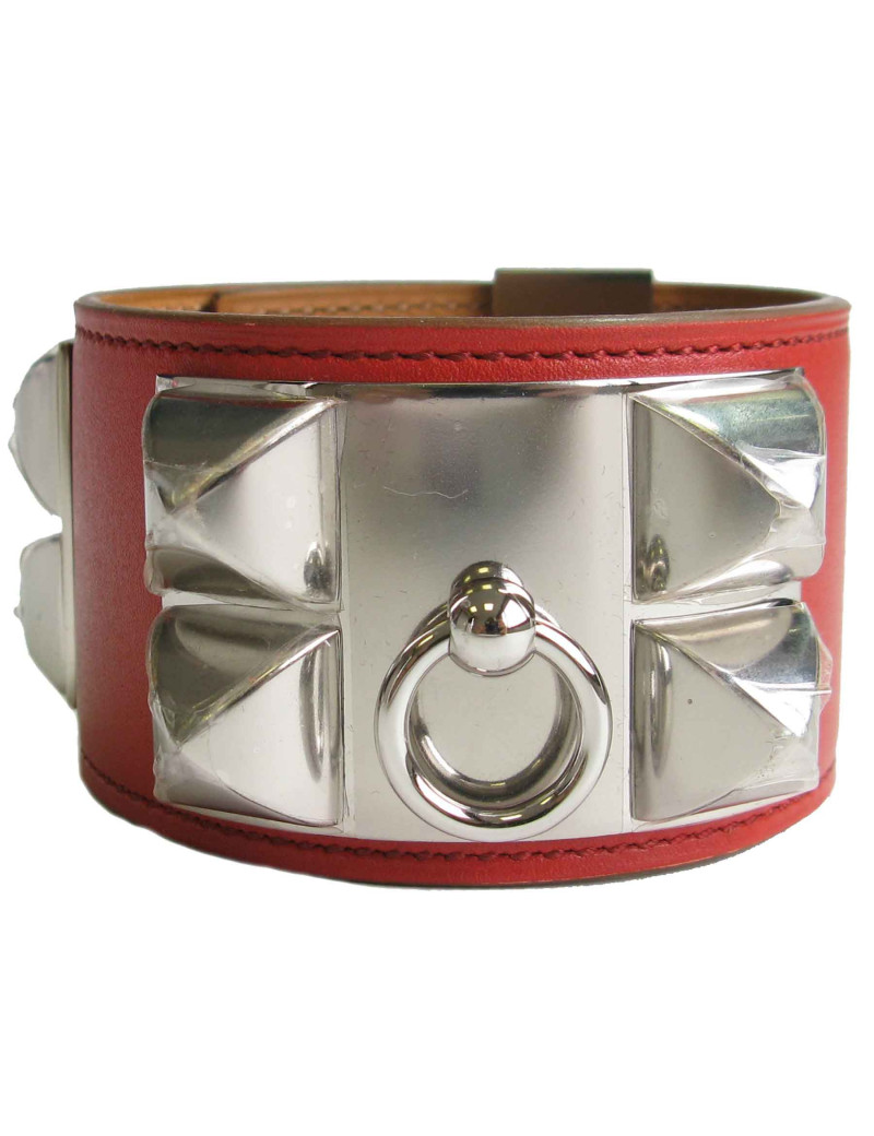 Manchette Médor CDC  cuir de veau tadelakt sanguine