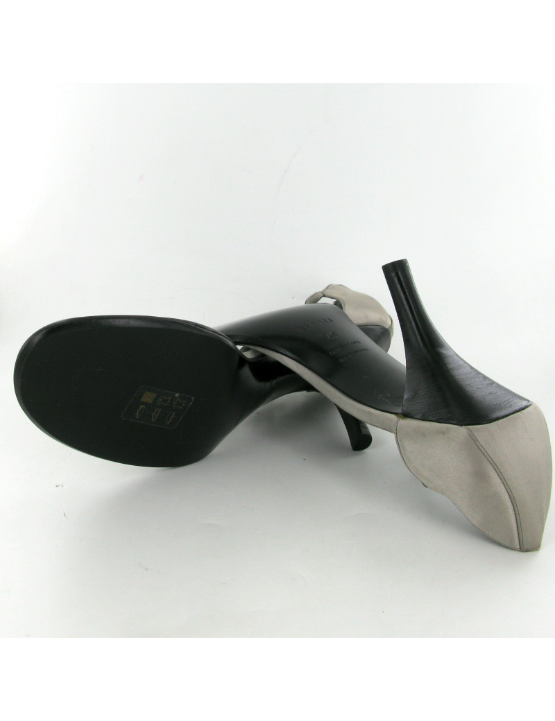 Sandales HERMES vintage T40 en satin gris