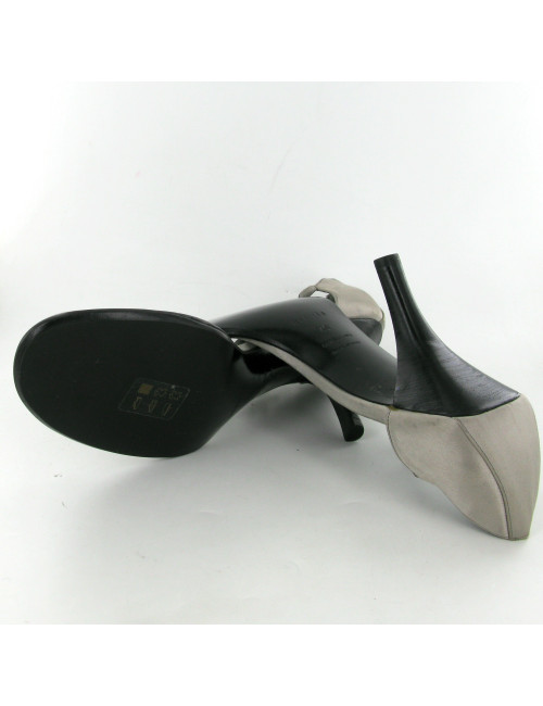 Sandales HERMES vintage T40 en satin gris