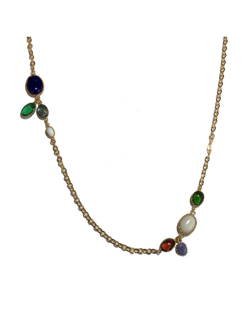 xxx Sautoir MARGUERITE DE VALOIS 'Waterfalls' en pâte de verre et métal doré