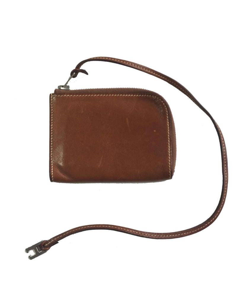 Porte-cartes HERMES en veau barénia marron