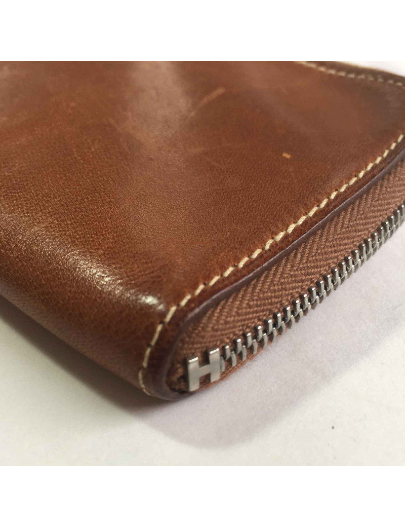 Porte-cartes HERMES en veau barénia marron