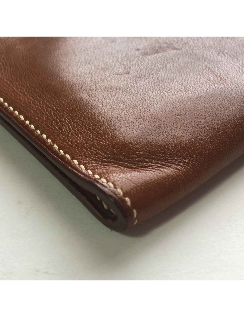 Porte-cartes HERMES en veau barénia marron