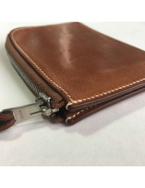 Porte-cartes HERMES en veau barénia marron