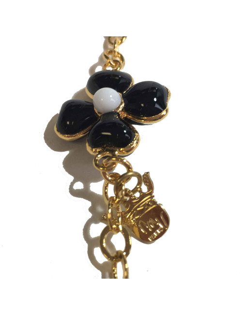 Sautoir MARGUERTE DE VALOIS Fleurettes noires et blanches