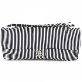 CHANEL bag in canvas with white and blue stripes