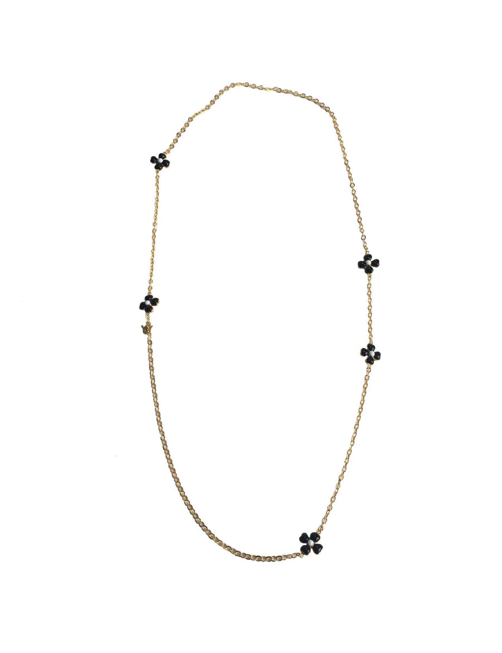 Sautoir MARGUERTE DE VALOIS Fleurettes noires et blanches